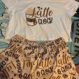NWT. SHEIN Latte O Clock PJ set